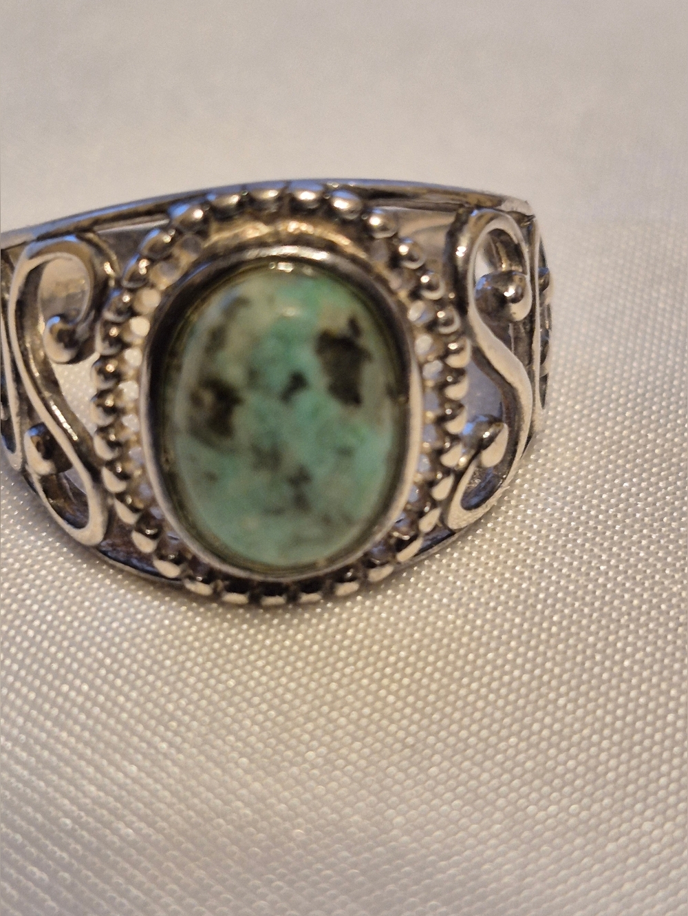 Vintage Sterling Silver and Turquoise Filigree Ring
